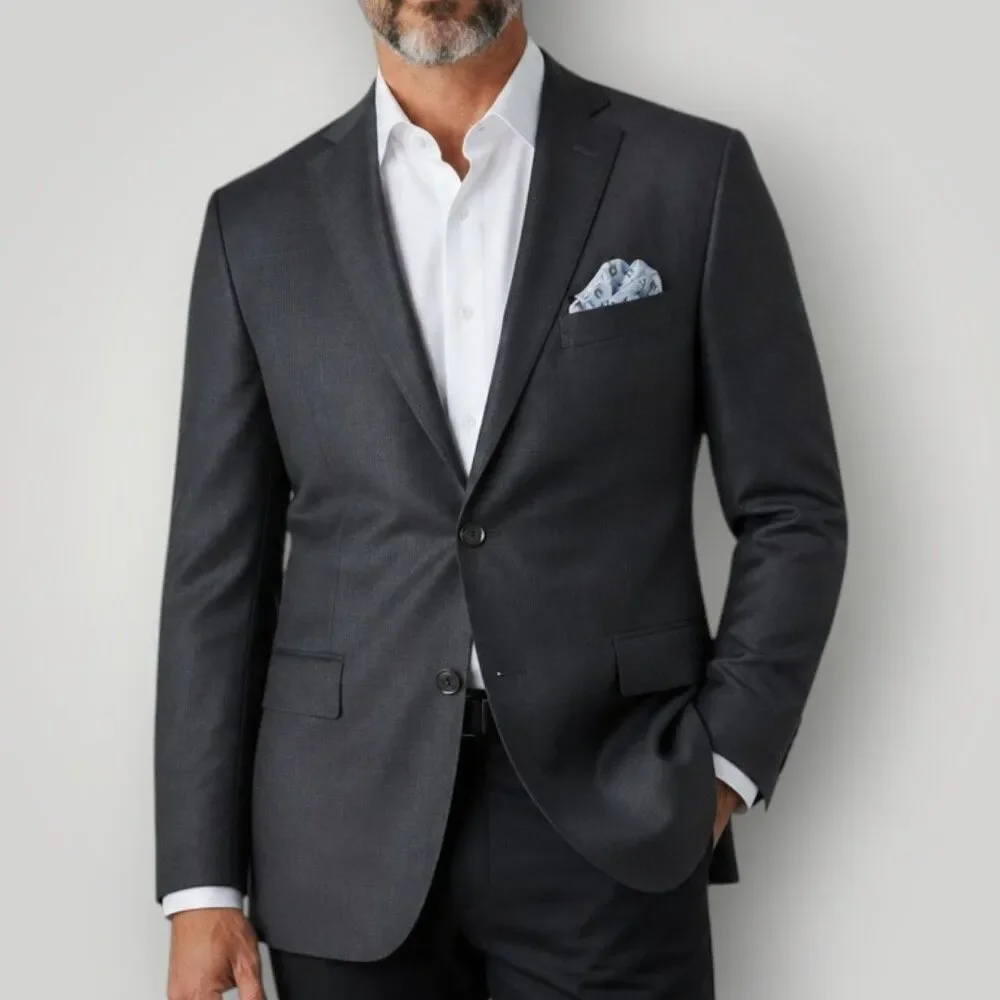 PRONTO UOMO Mens Blazer 42S Sport Coat Two Button Jacket Wool Charcoal Gray